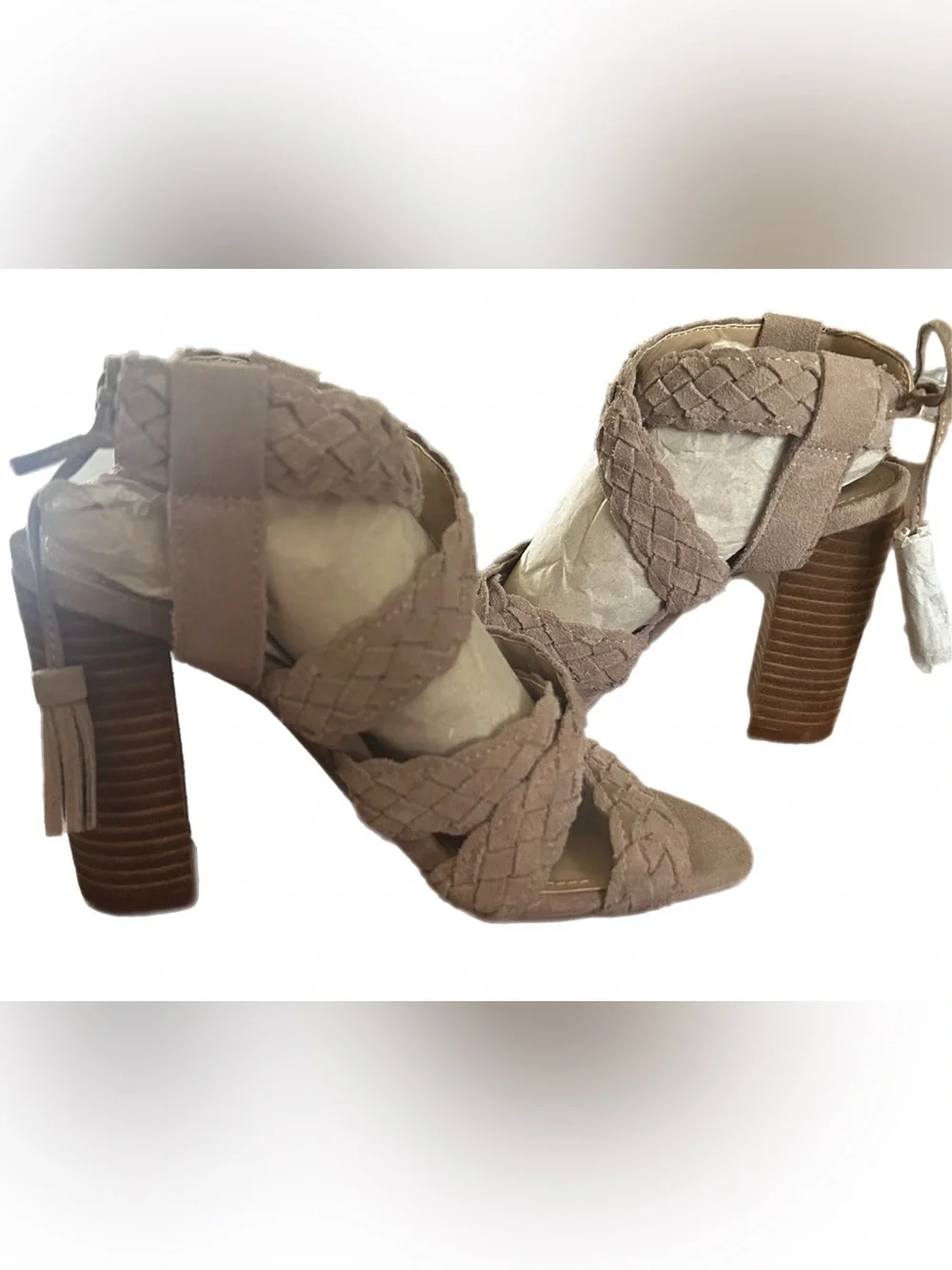 BCBGeneration Ledina braided suede ankle tie‎ heels Brand new size 6!M